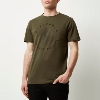 Green Stockholm print t-shirt